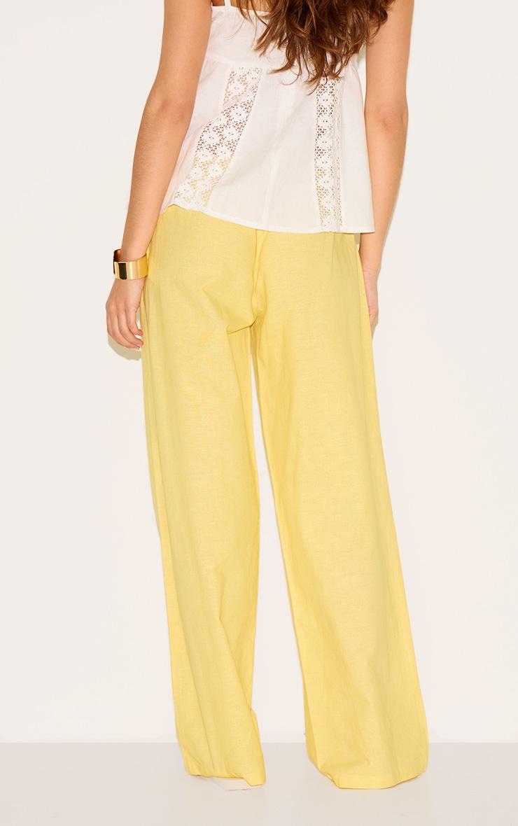 Lemon Cotton Linen Look Drawstring Waist Pants image 3