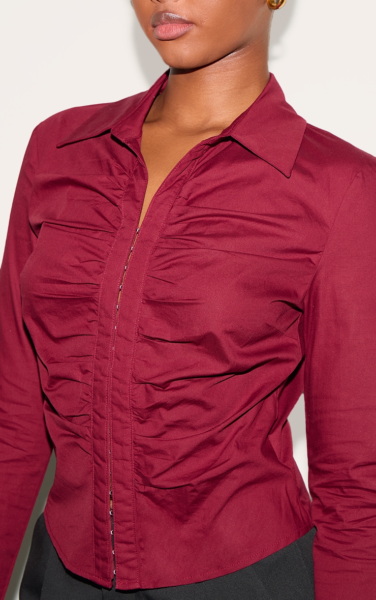 Plum Hook And Eye Ruched Fitted Shirt image 4