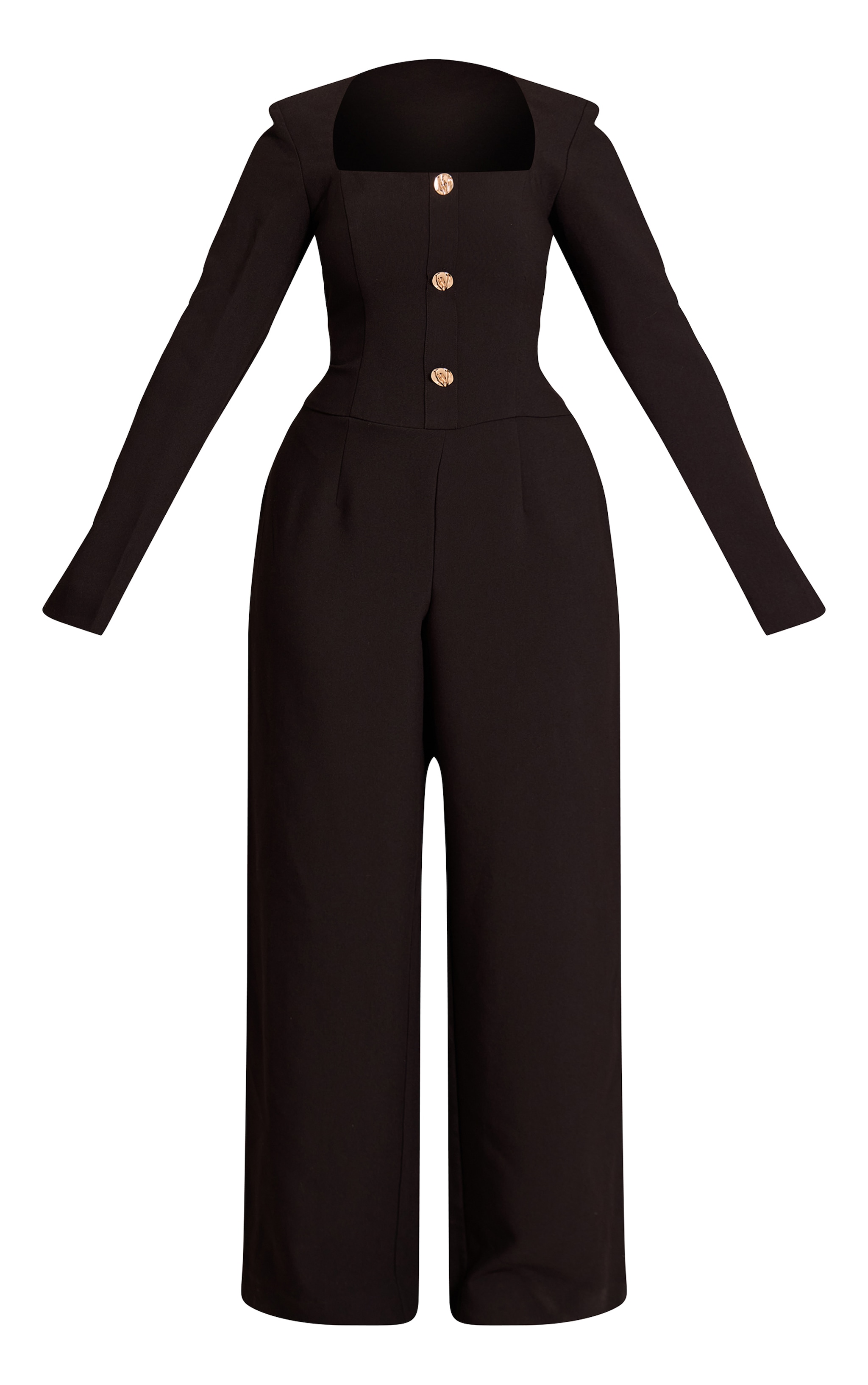 Shape Black Tailored Hammerd Button Wide Leg Jumpsuit image 5