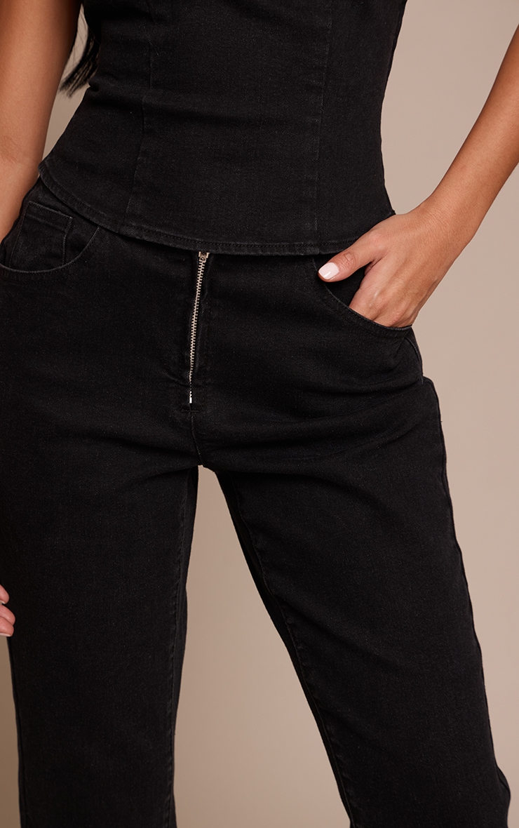 Black Denim Low Rise Capri image 4