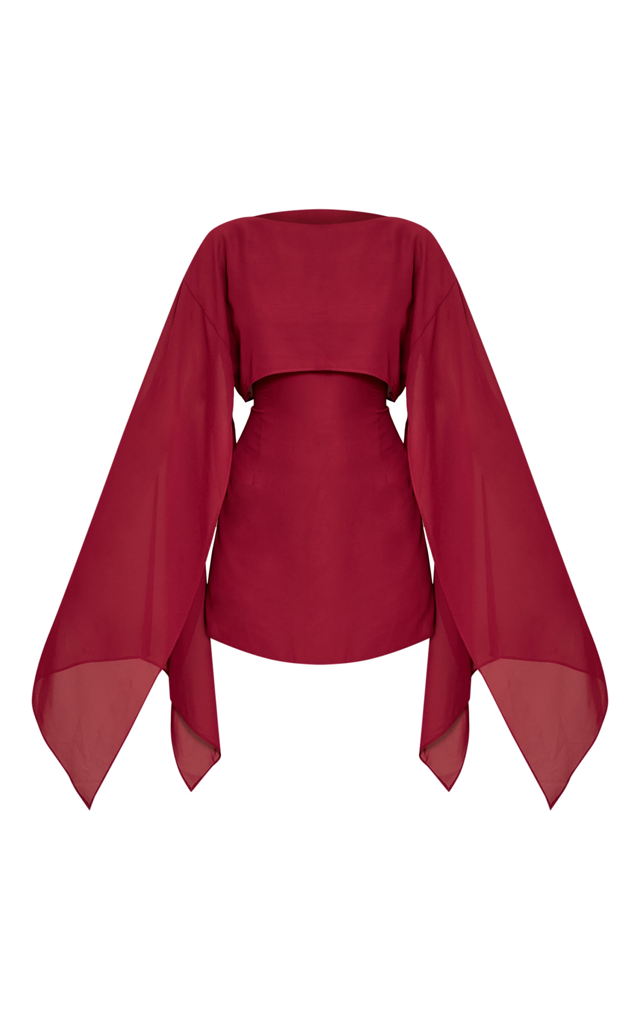Burgundy Cape Detail Mini Dress image 5