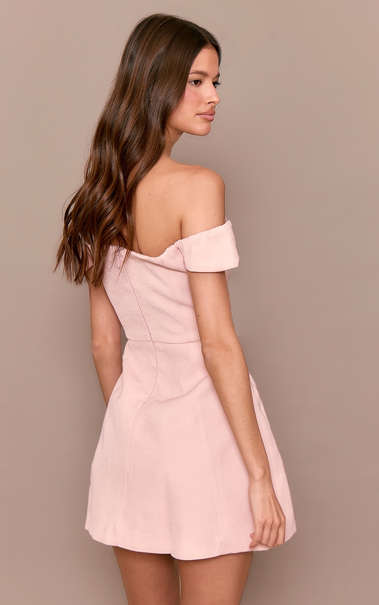 Premium Pale Rose Wired Bardot Shift Dress image 2