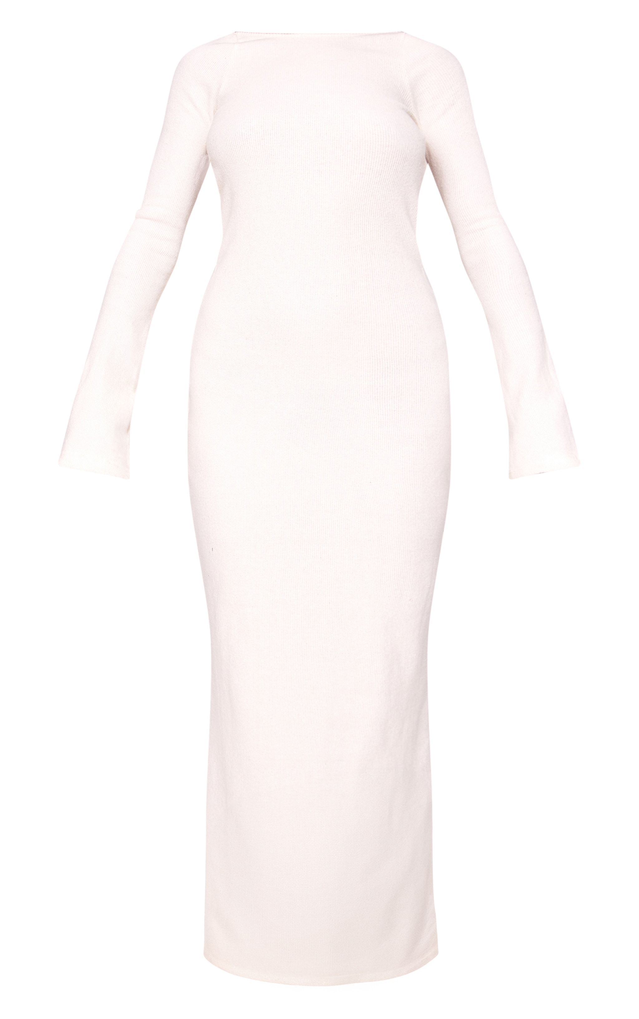 Cream Heavy Brushed Rib Tie Back Maxi Dress image 5