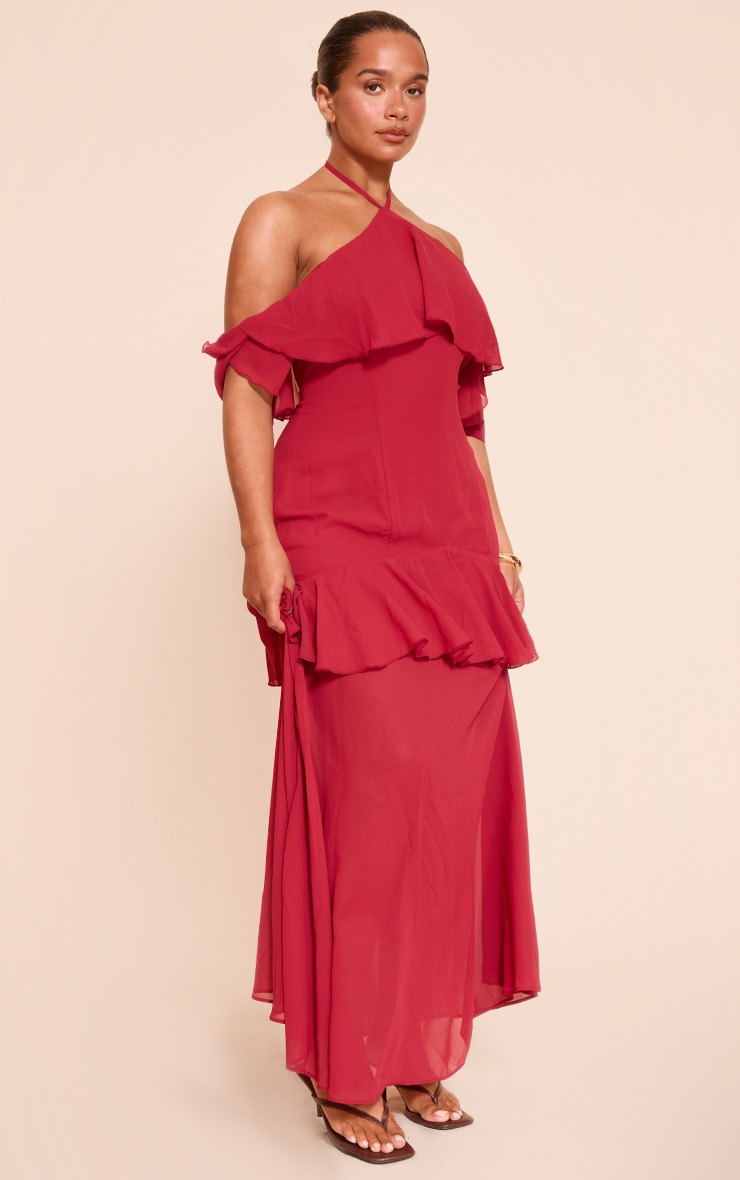 Shape red Chiffon Tiered Maxi Dress image 3