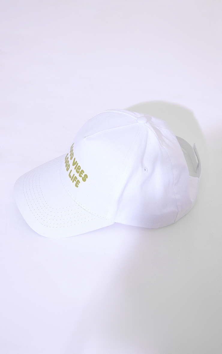 Green Good Vibes Slogan Cap image 4