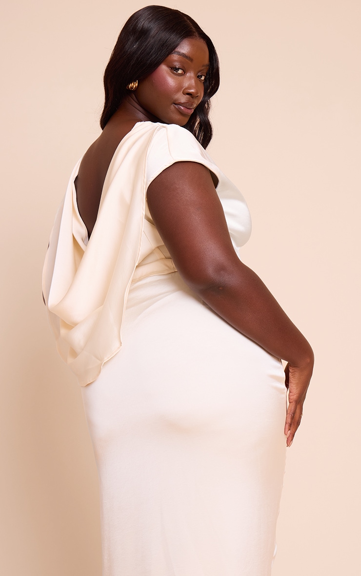 Plus Cream Cowl Back Satin Top image 2