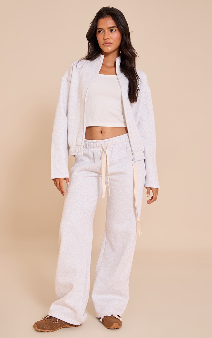 Ash Grey Contrast Drawcord Funnel Neck Sweatshirt image 3