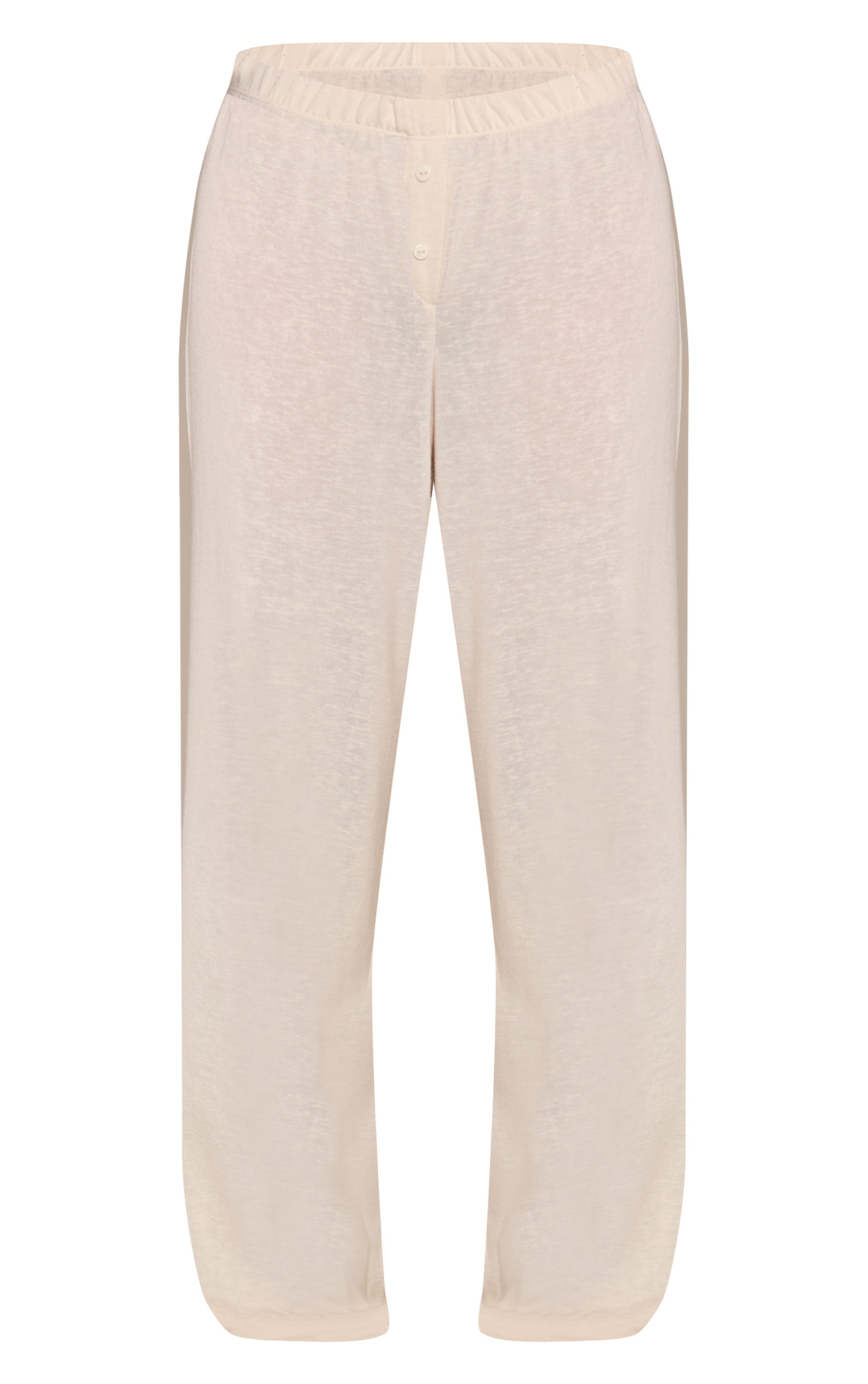 Butter Cream Marl Slub Jersey Button Detail Wide Leg Trouser image 5
