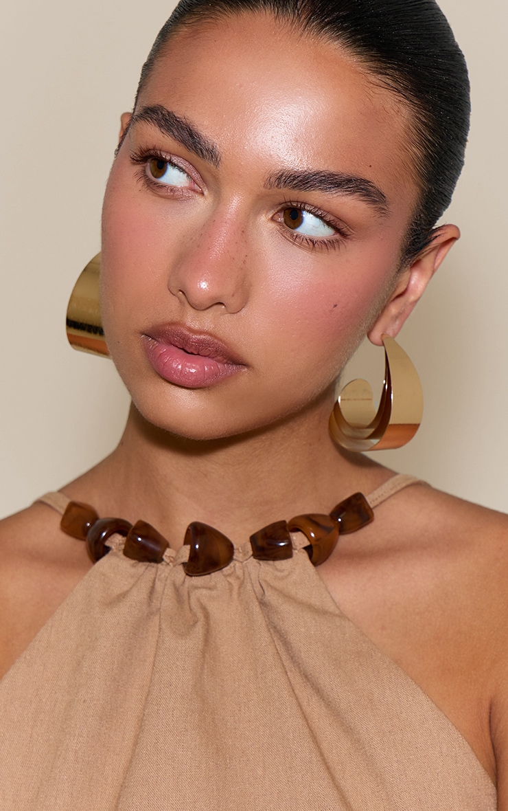 Gold Smooth Multi Layered Hoop Earrings image 1