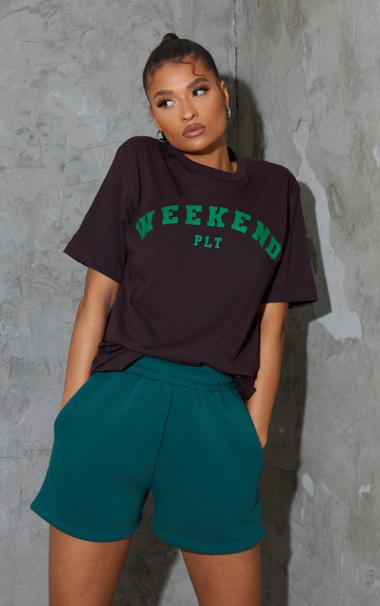 PRETTYLITTLETHING Chocolate Weekend Slogan T Shirt