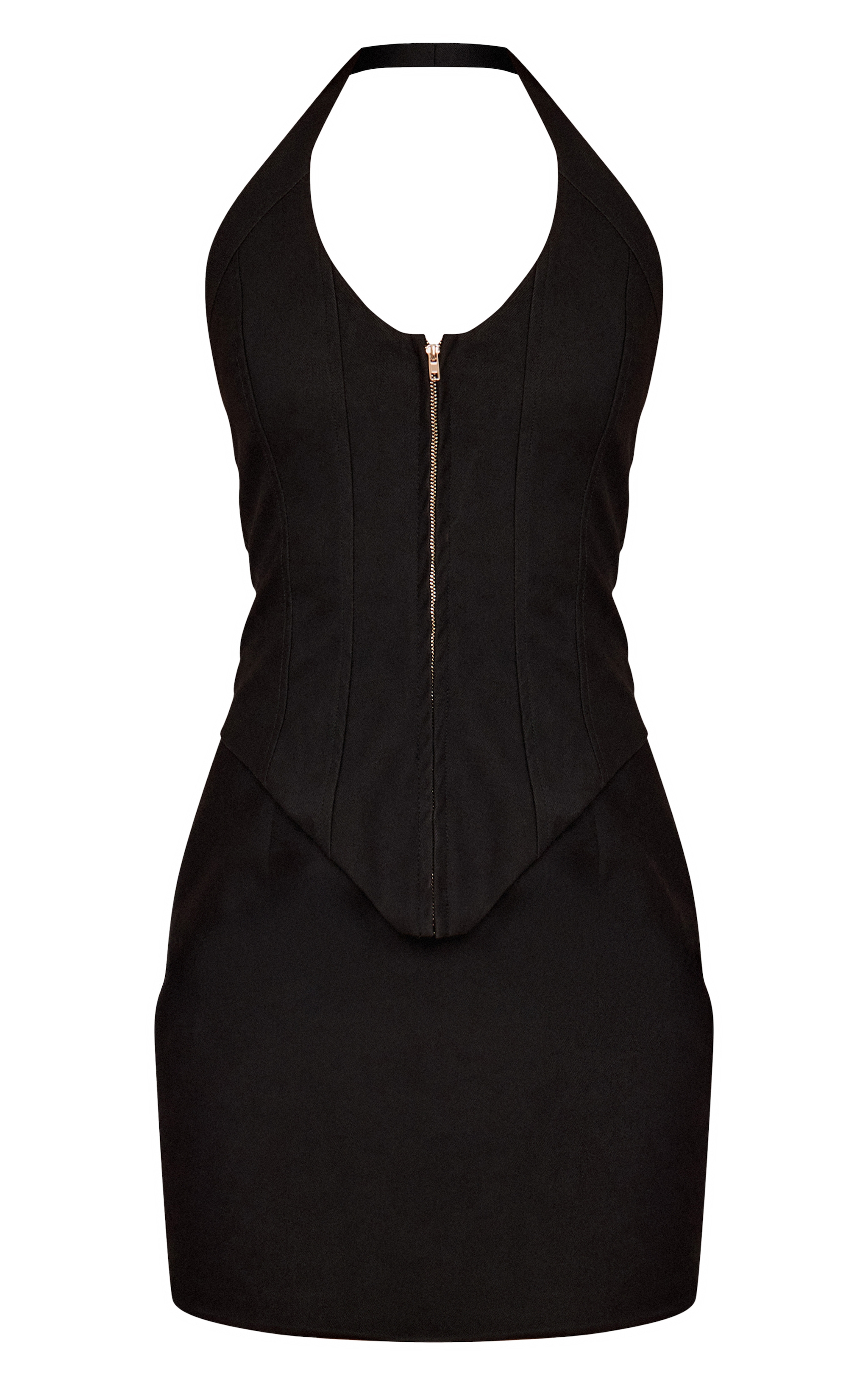 Black Faux Leather Corset Detail Mini Dress image 5