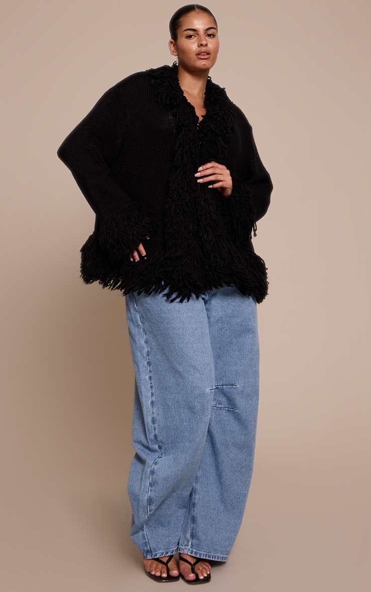 Plus Black Loop Knit Edge cardigan image 3