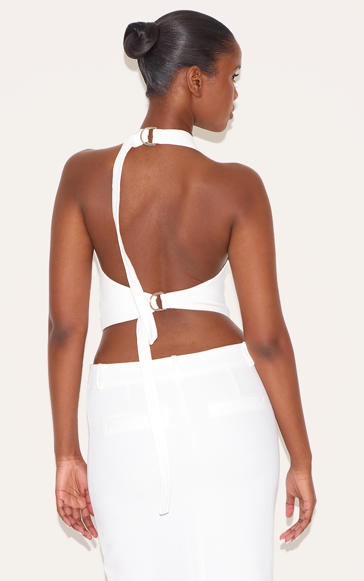 Gilet de tailleur tissé blanc à dos nu image 2