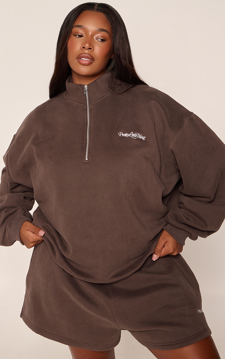 Plus Chocolate PLT Embroidery Half Zip Jumper