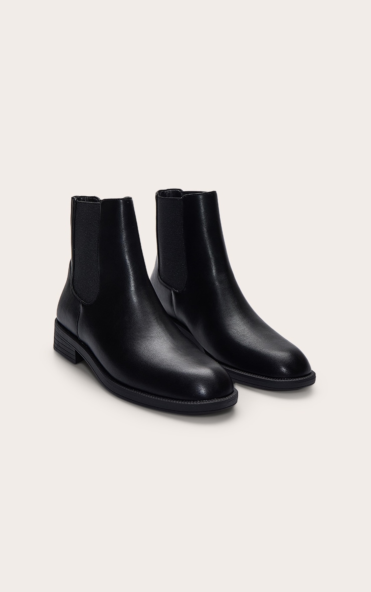 Black Round Toe Basic Chelsea Ankle Boot image 3