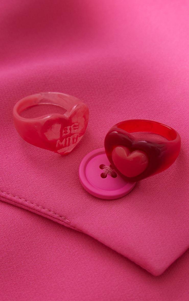 Pink Resin Be Mine Ring Set image 3