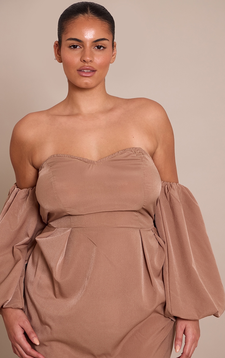 Plus Mushroom Bandeau Puff Sleeve Midi Dress image 4