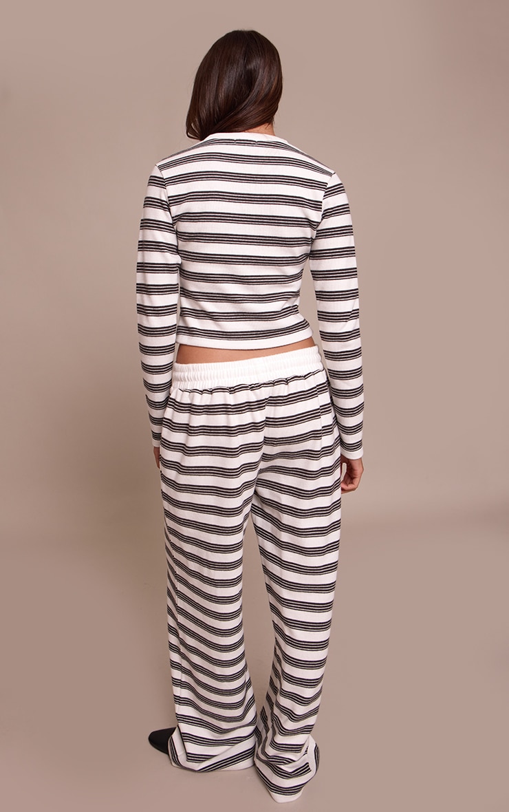 Jogging large doux noir et balnc à rayures image 3