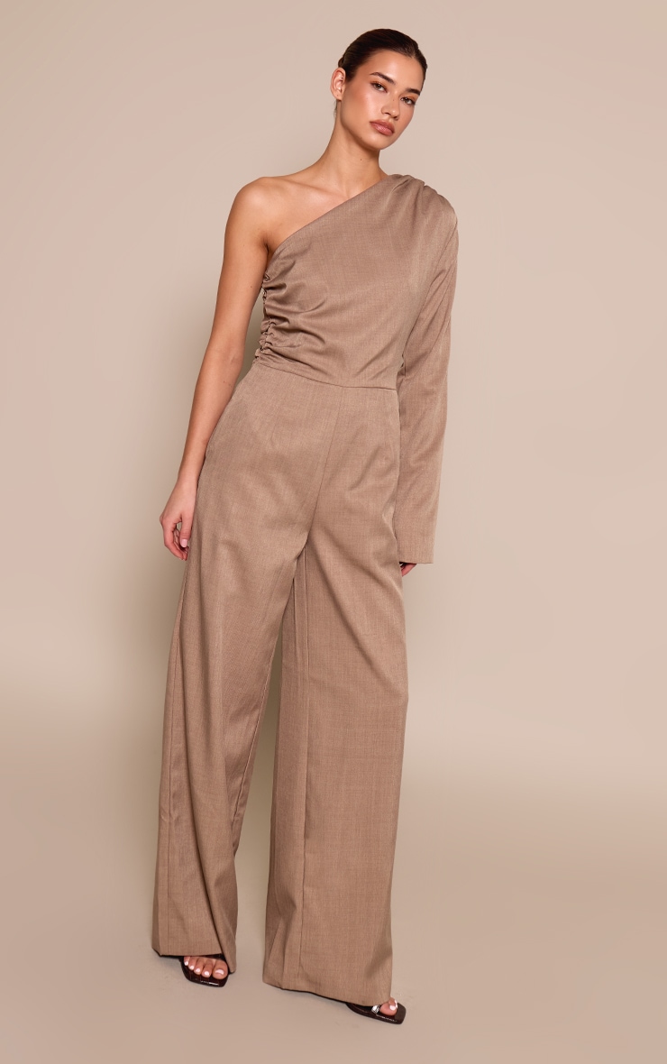 Mocha Woven Tailored One Sleeve Jumpsuit image 3