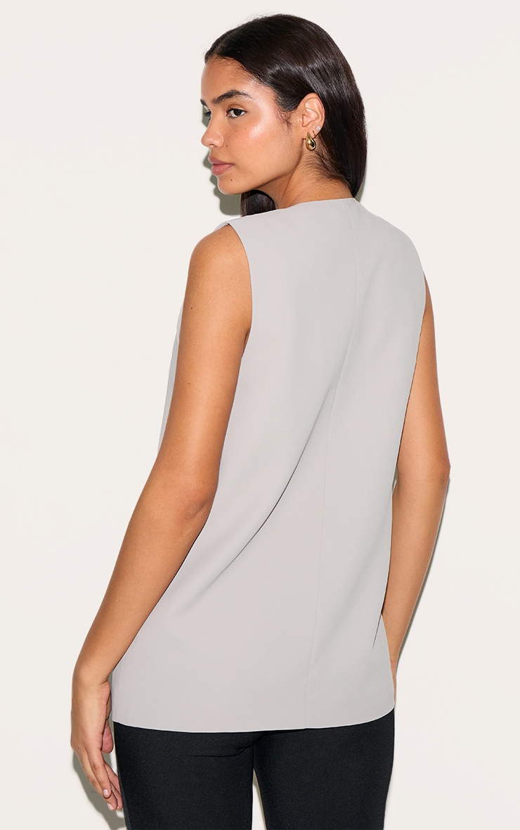 Tall Gilet sans manches oversize gris cendré à épaules carrées image 2