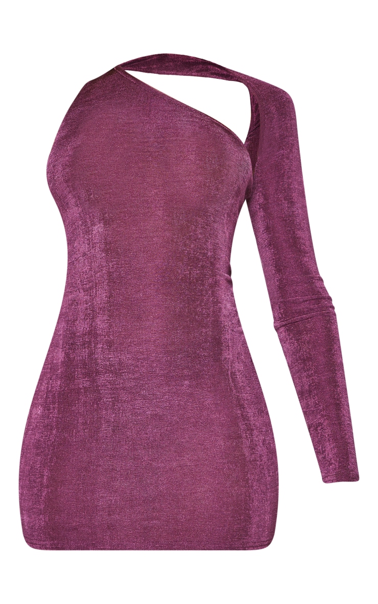 Plum Acetate Slinky One Shoulder Cut Out Bodycon Dress image 5