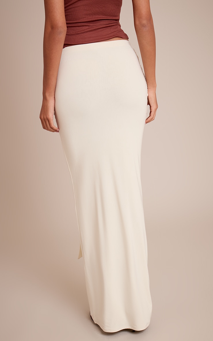 Tall Cream Slinky Knot Detail Maxi Skirt image 3