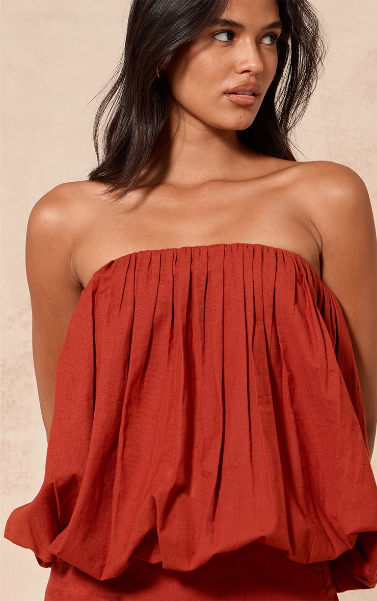 Top bustier long rouille froncé image 4