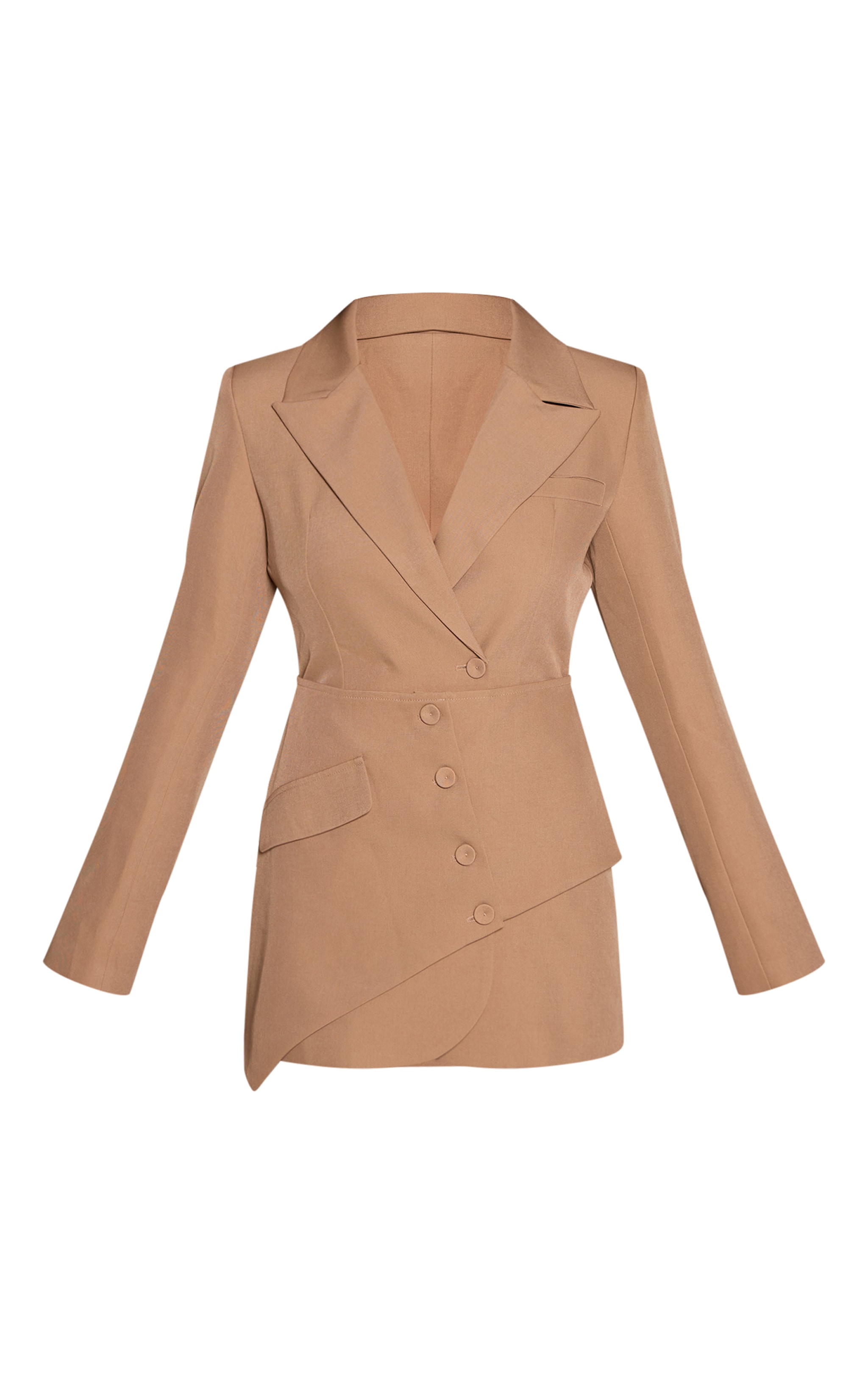Camel Overlay Detail Blazer Dress image 5
