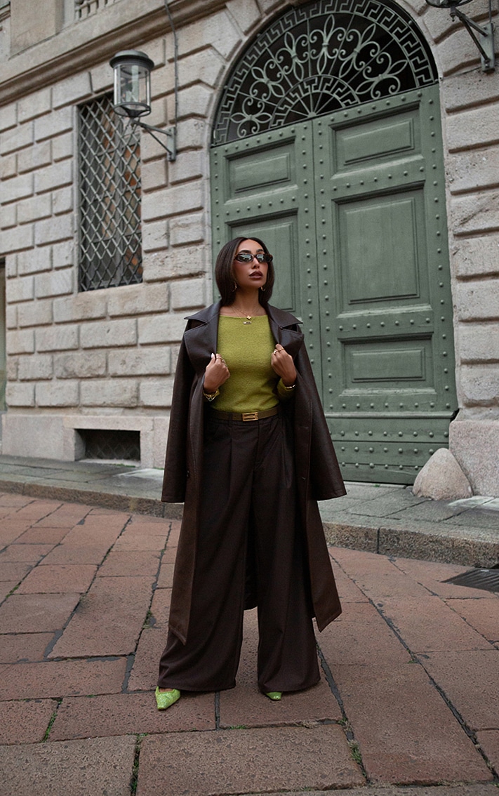 Olive Towelling Fine knit Top