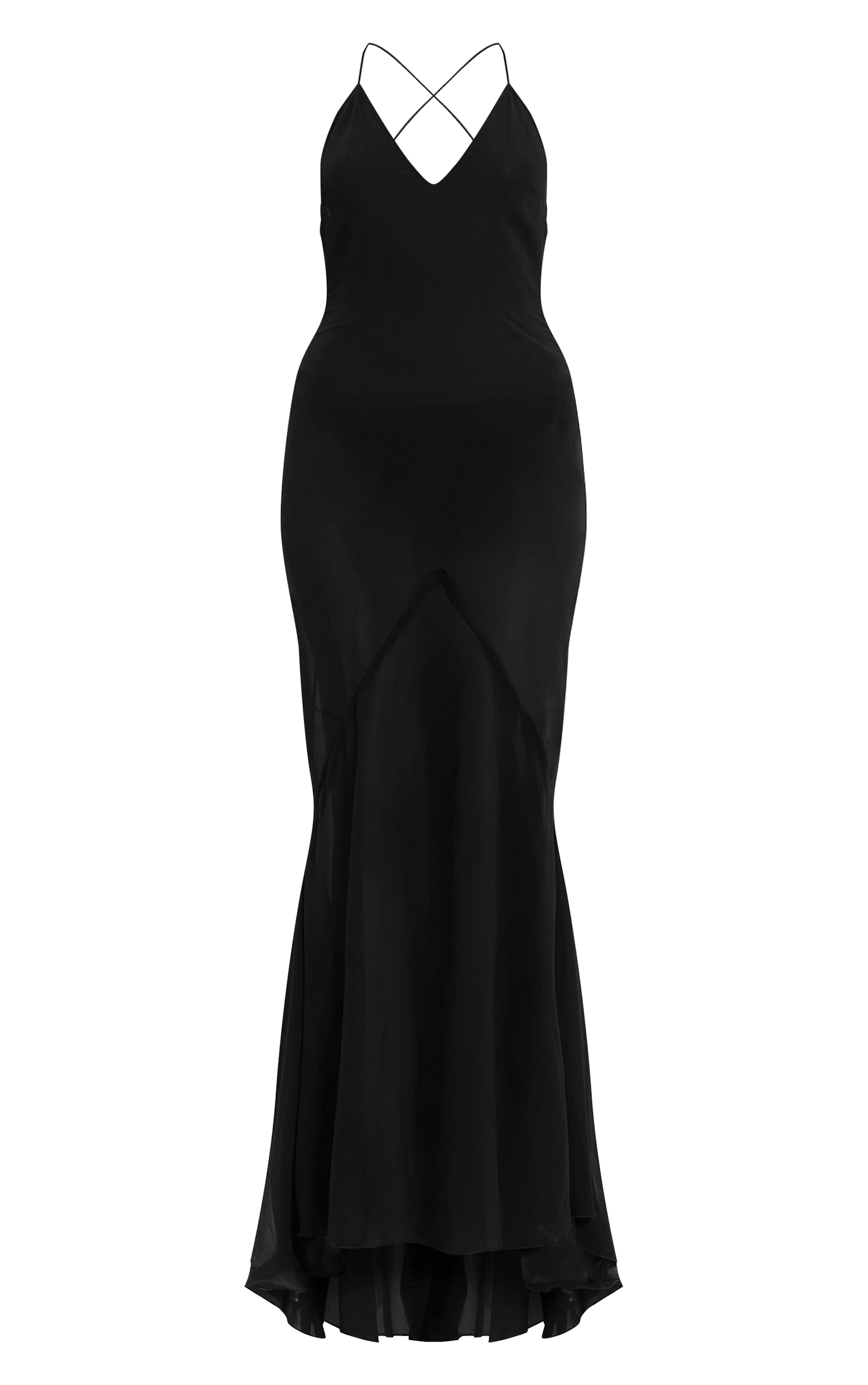 Black Chiffon V Neck Maxi Dress image 5