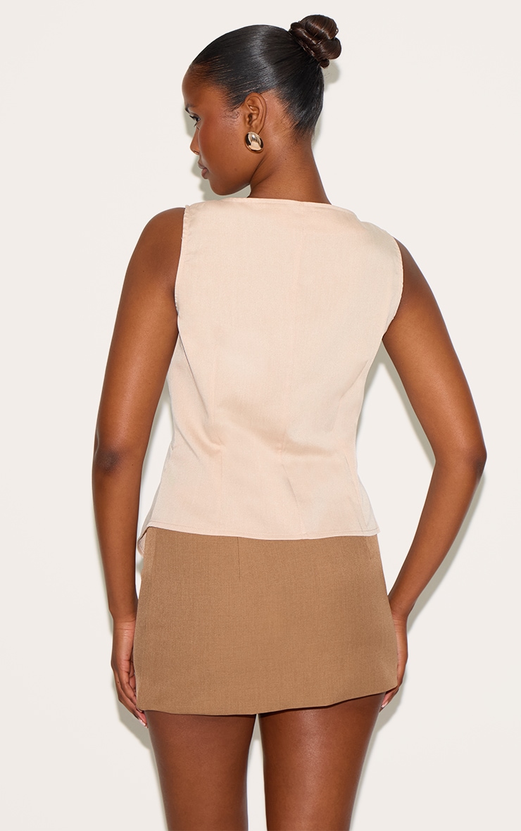 Oatmeal Long Line Waistcoat image 2