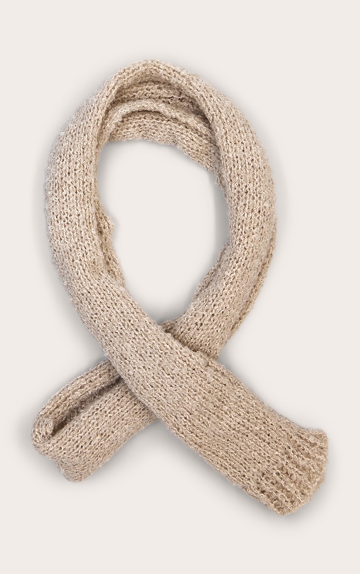 Oatmeal Skinny Knit Scarf image 2