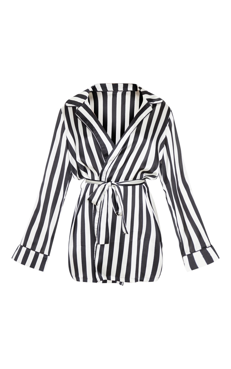Black And White Kimono Sleeve Satin Piped Robe PrettyLittleThing USA