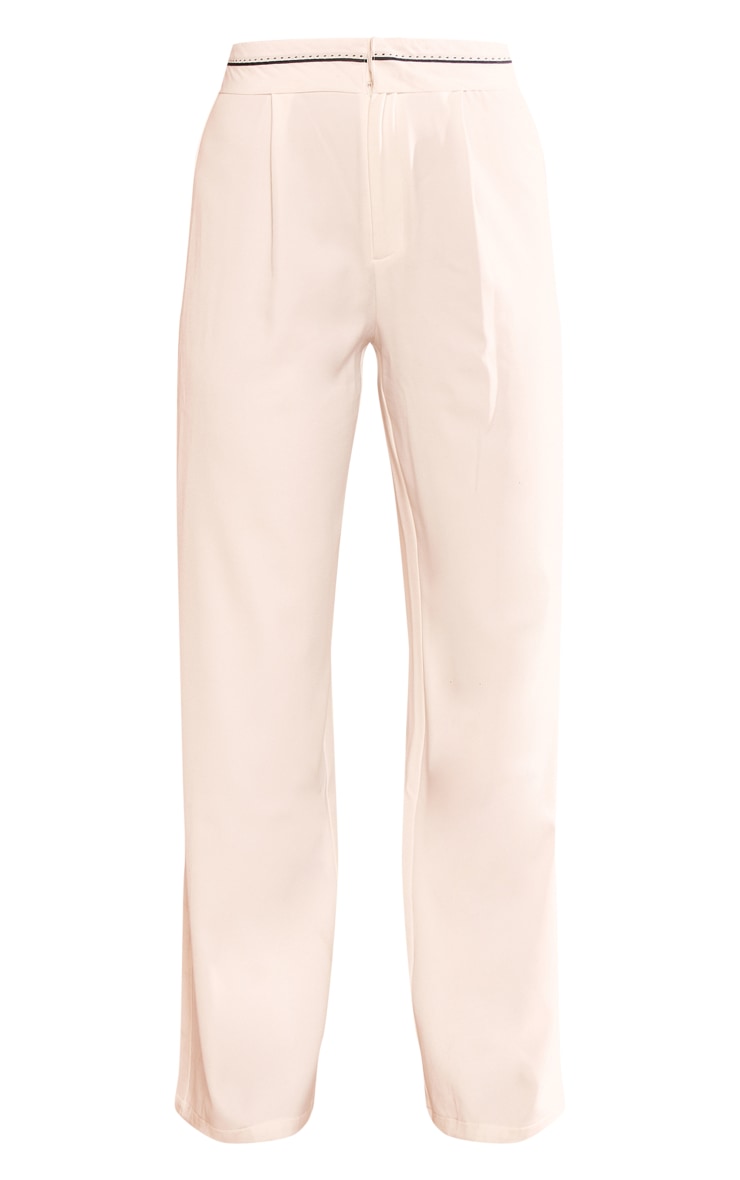 White Fold Over Waistband Tailored Trousers image 5