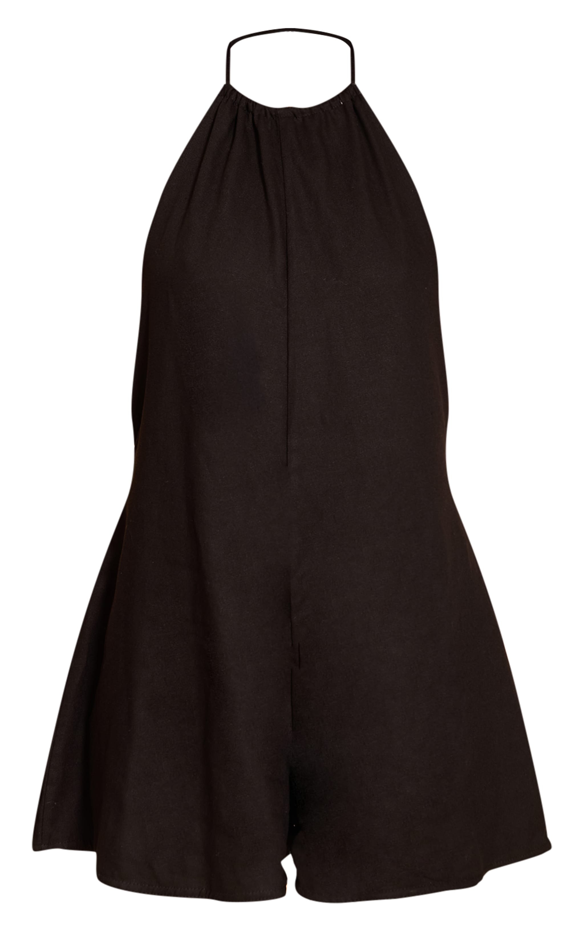 Tall Black Linen Look Halterneck Floaty Playsuit image 5