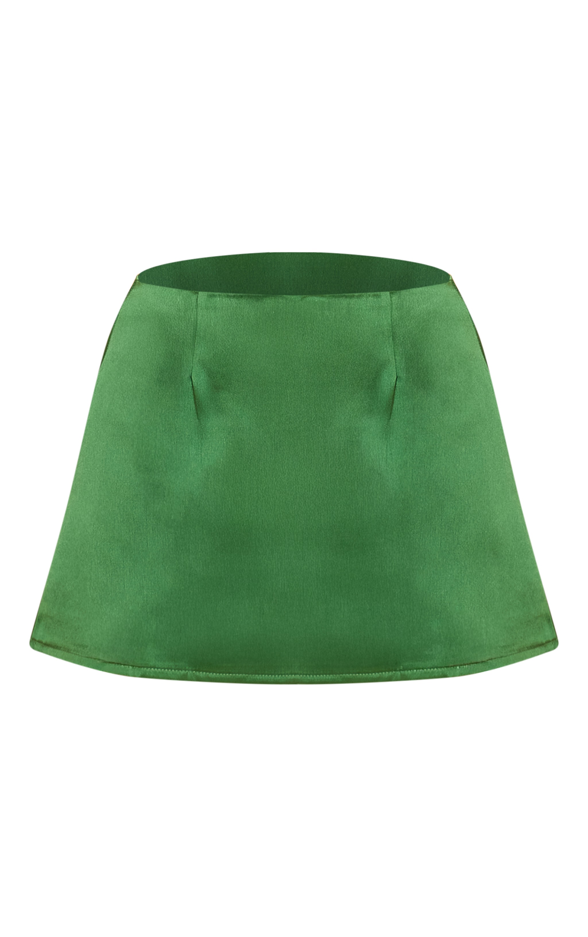 Green Satin Mid Rise Micro Mini Skirt image 6