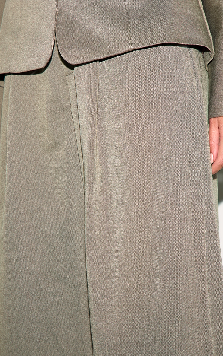 Grey Premium Woven Tailored Wide Leg Pleated Pants image 5