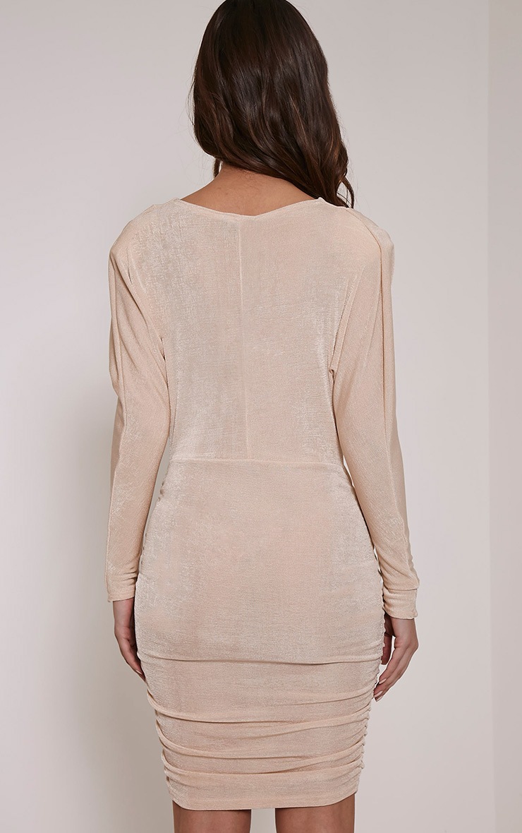 Gabrielle Stone Cape Ruched Bodycon Dress PrettyLittleThing