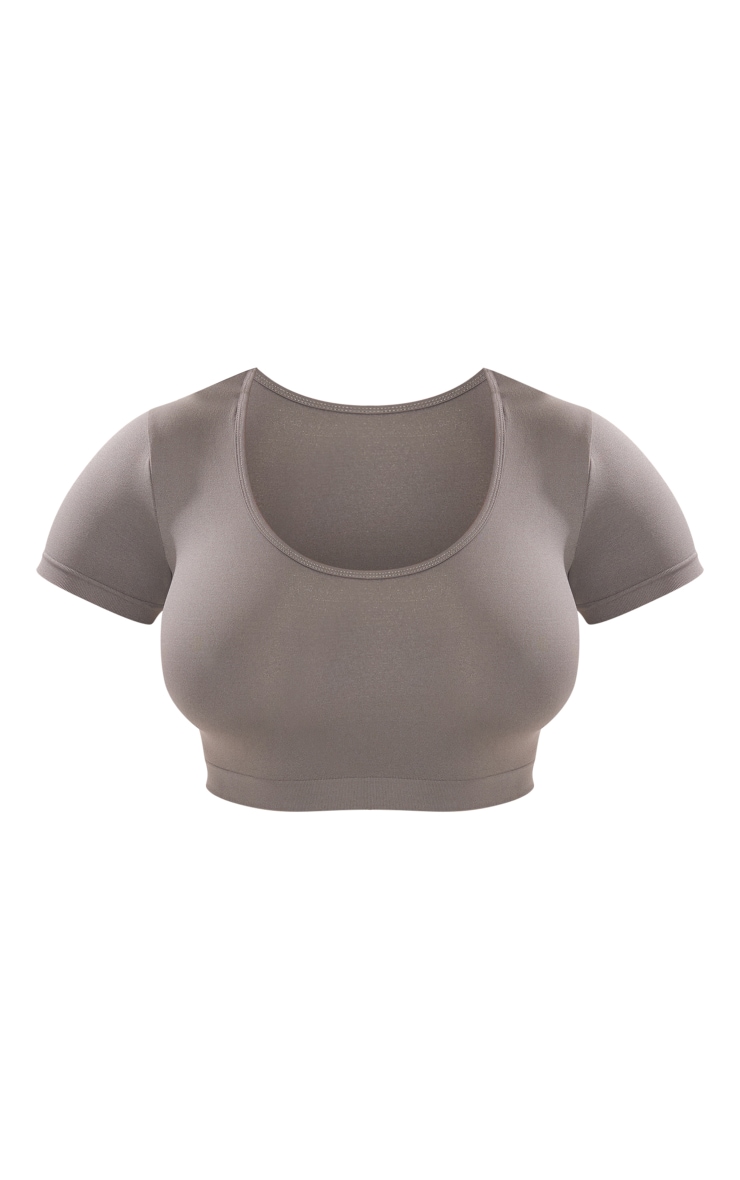 Shape Charcoal Stretch Seamless Scoop Neck Cropped T Shirt image 5