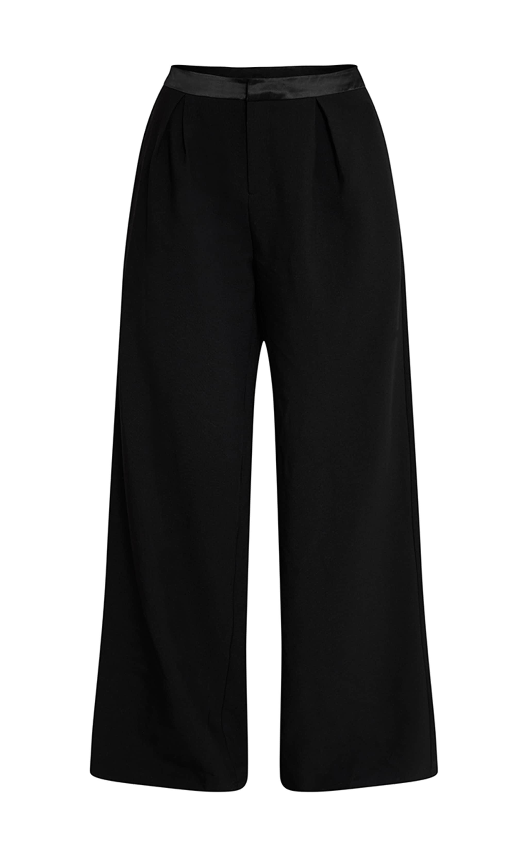 Pantalon large deluxe noir à bande satinée sur la taille image 5