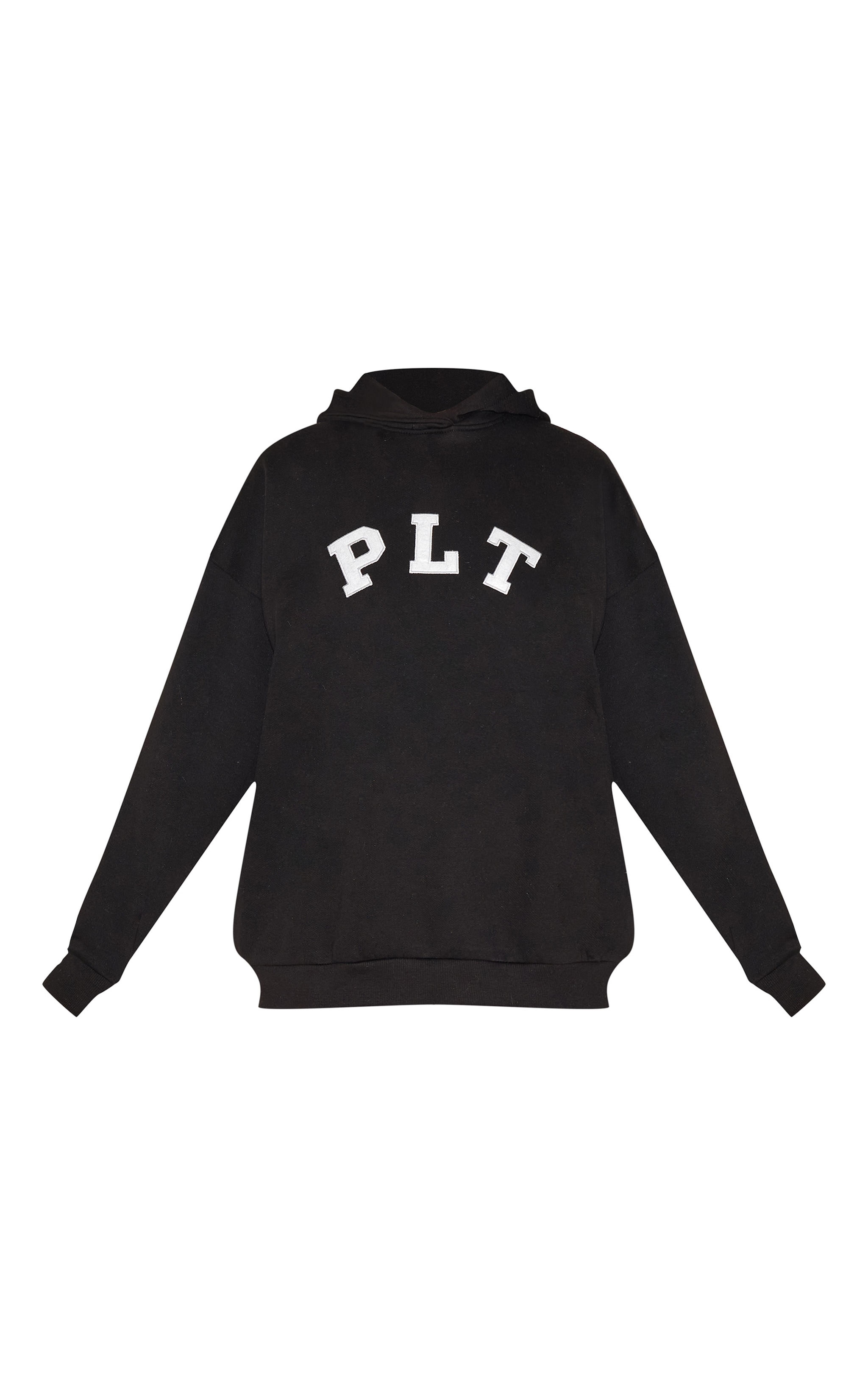 PRETTYLITTLETHING Black Contrasting Print Logo Oversized Hoodie image 5