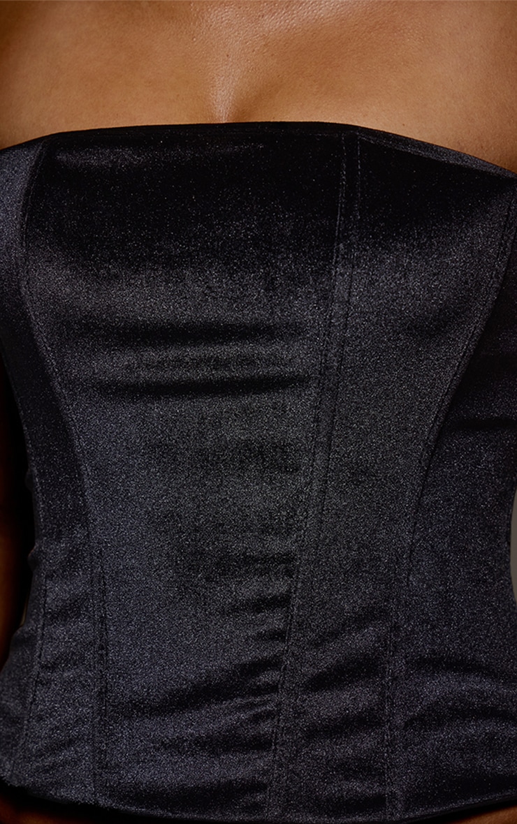 Corset en velours noir à lacets et lisérés structurants image 4
