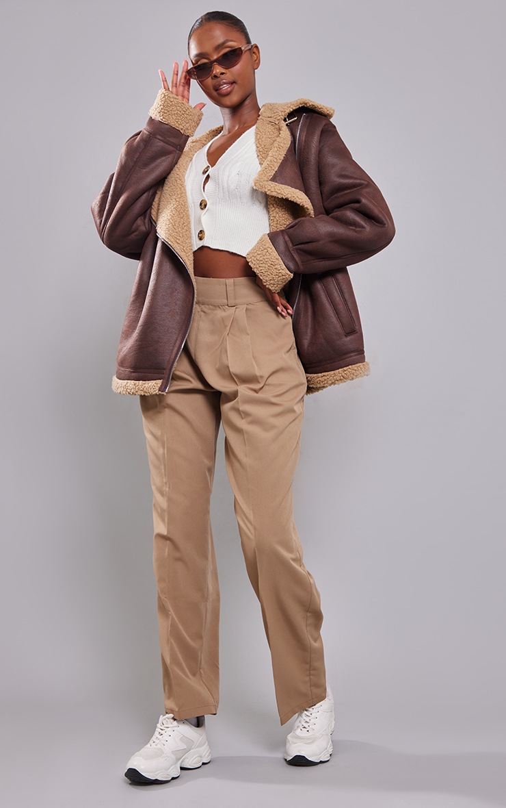 Mocha Peach Skin Balloon Oversized Trousers