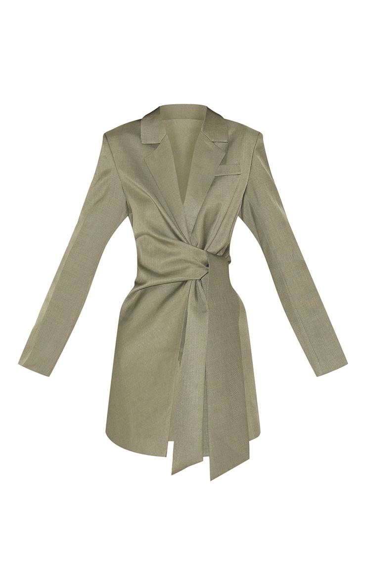 Robe blazer tissée grise nouée sur le côté image 5