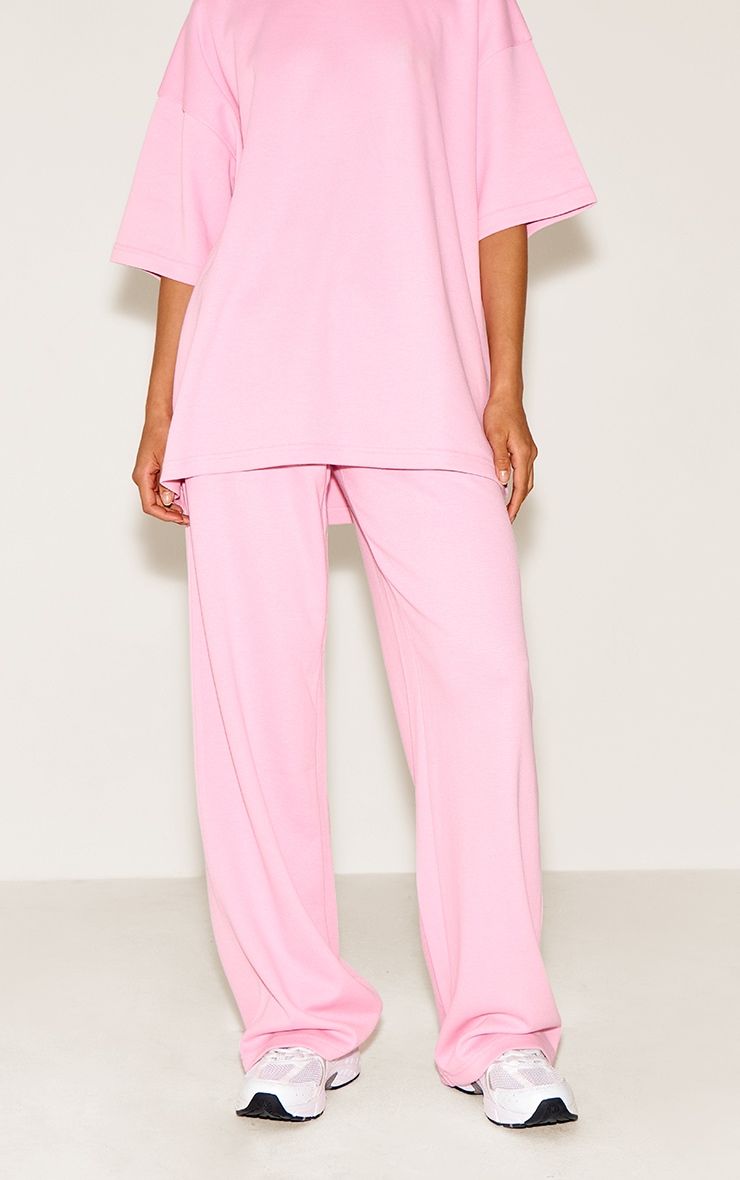 Candy Pink Jersey Mid Rise Wide Leg Pant image 2