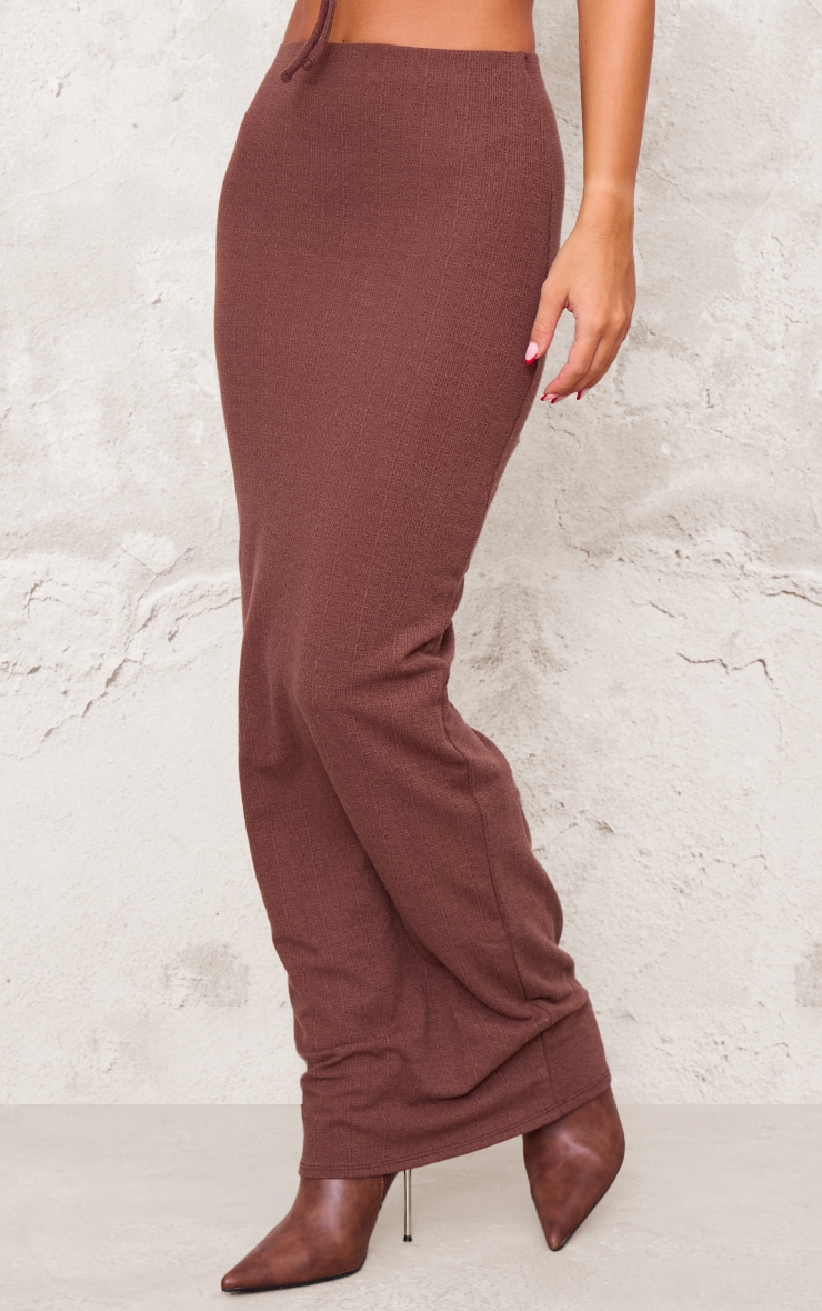 Dark Chocolate Textured Jersey Low Rise Midaxi Skirt image 2