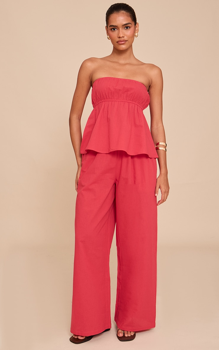 Top bustier péplum rouge tomate image 3