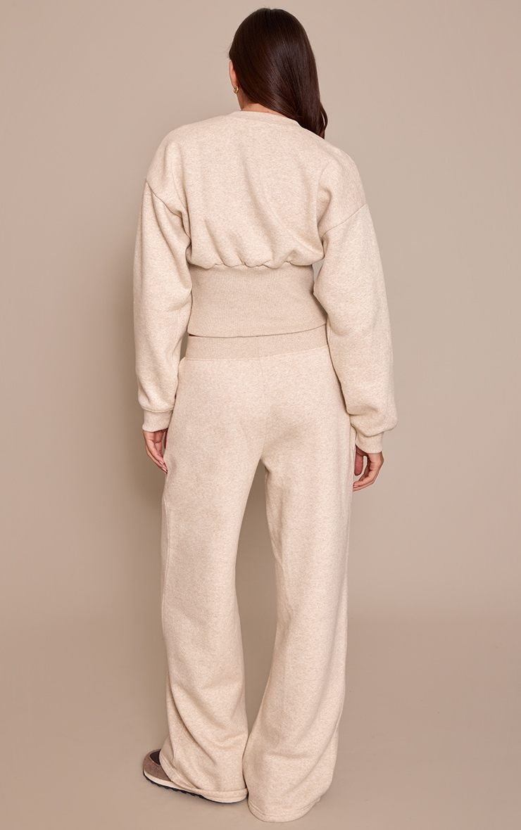 Oatmeal Marl High Waist Straight Leg Joggers image 3