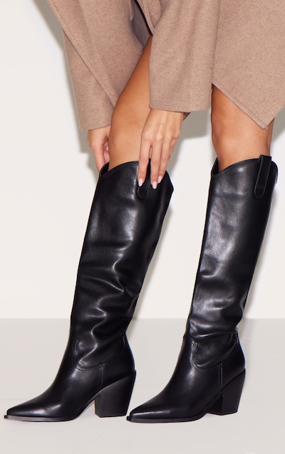 Bottes mi-mollet noires style western