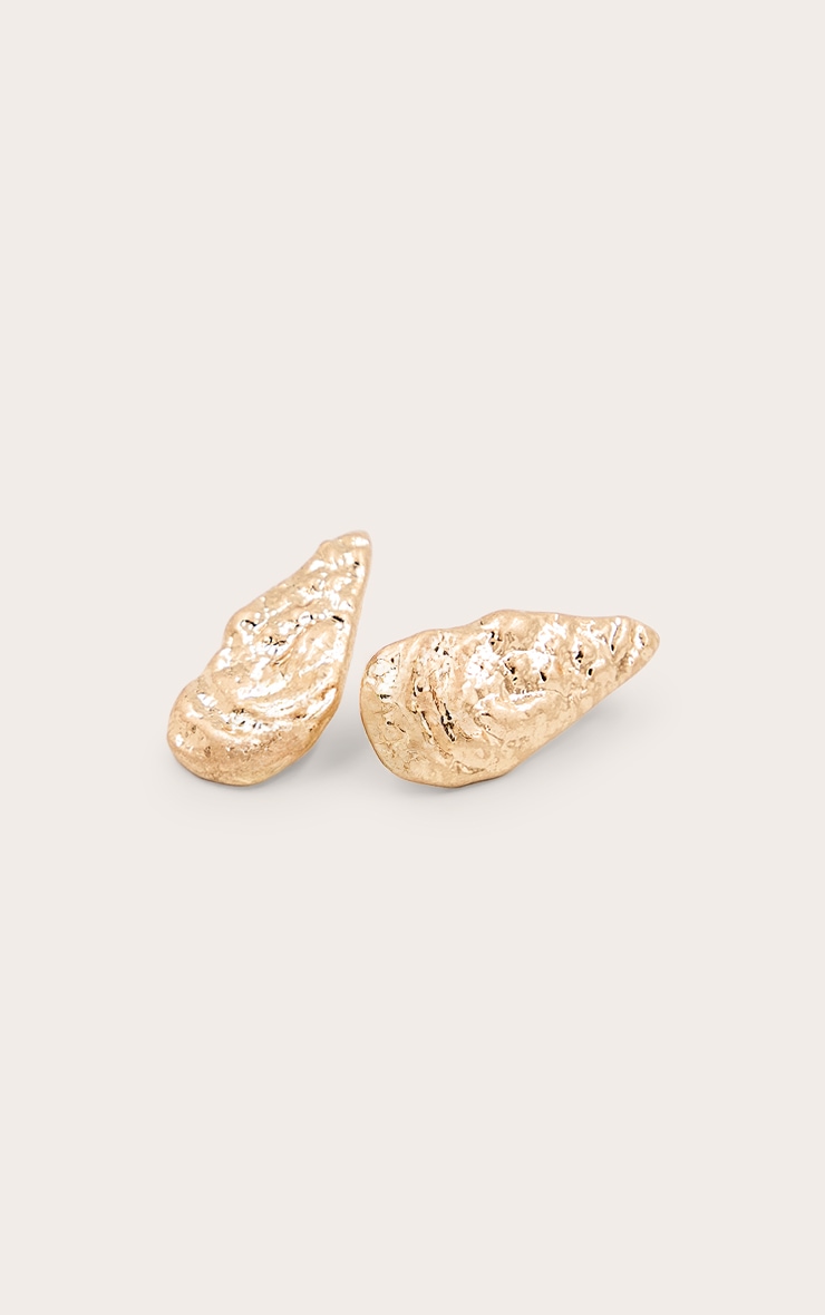 Gold Hammered Shell Earrings image 3